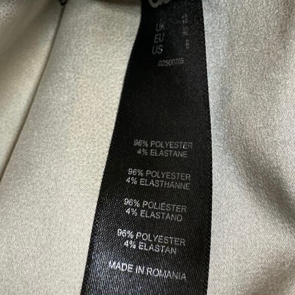 ASOS Women's Black White Striped Satin Short Sleeve Knee Length Shift Dress Sz 8 - Picture 5 of 5